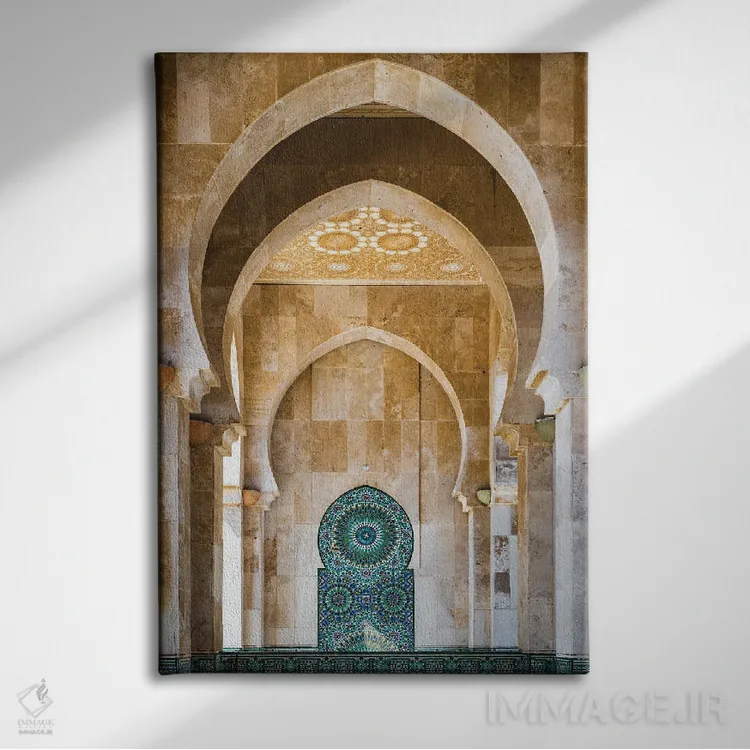 تابلو دکوراتیو Casablanca, Morocco,طاق مسجد، کازابلانکا، مراکش اثر ماتئو کولومبو - نمای روبهرو روی دیوار