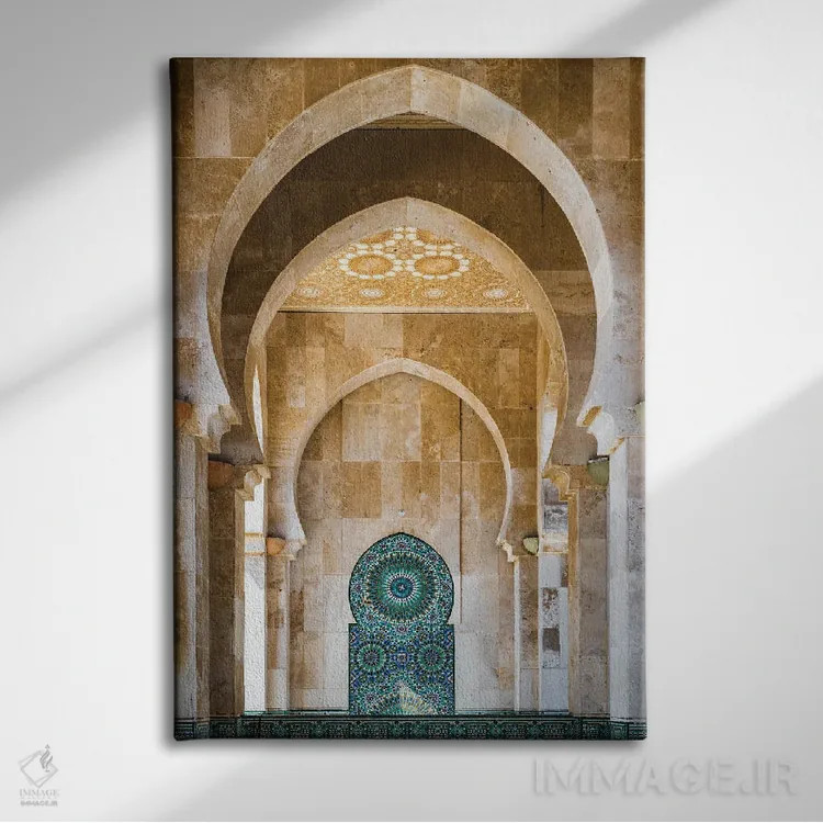 تابلو دکوراتیو Casablanca, Morocco,طاق مسجد، کازابلانکا، مراکش اثر ماتئو کولومبو - نمای روبهرو روی دیوار