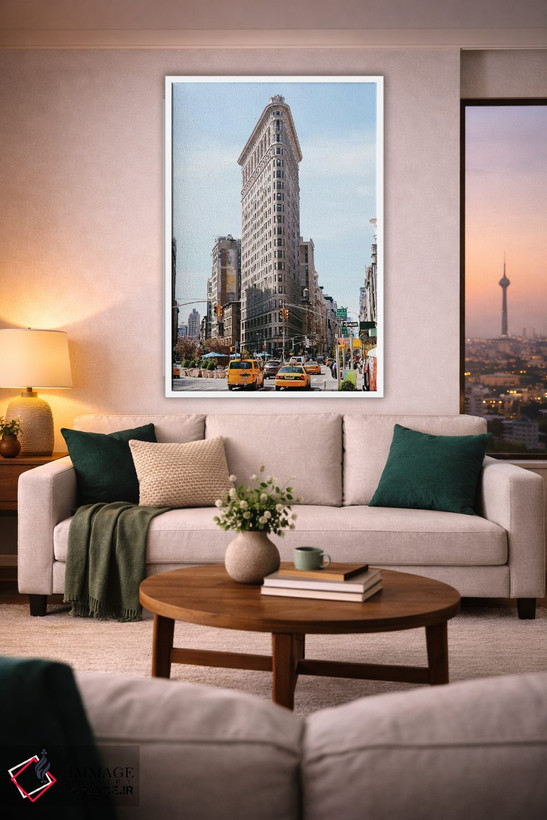 تابلو دکوراتیو New York City,تاکسی های زرد و ساختمان فلت آیرون، نیویورک اثر ماتئو کولومبو - D1W
