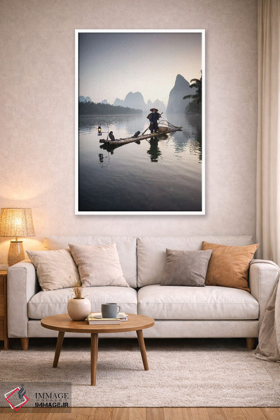 تابلو دکوراتیو Guilin, China,ماهیگیر با پرنده غواص، گویلین، چین اثر ماتئو کولومبو - D1W
