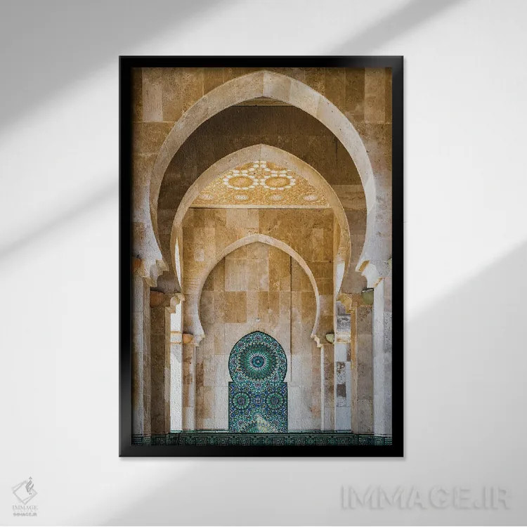 تابلو دکوراتیو Casablanca, Morocco,طاق مسجد، کازابلانکا، مراکش اثر ماتئو کولومبو - نمای قابدار مشکی