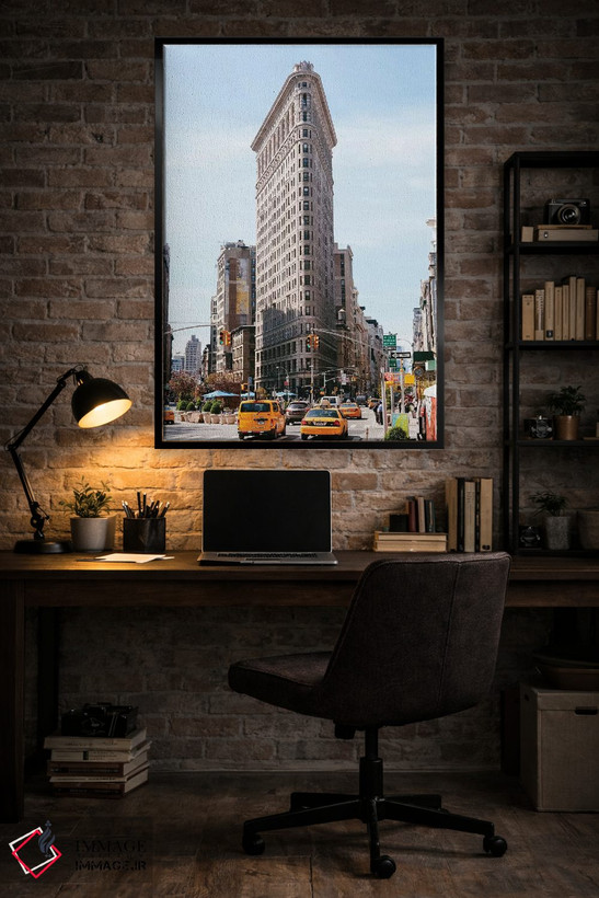 تابلو دکوراتیو New York City,تاکسی های زرد و ساختمان فلت آیرون، نیویورک اثر ماتئو کولومبو - D4B