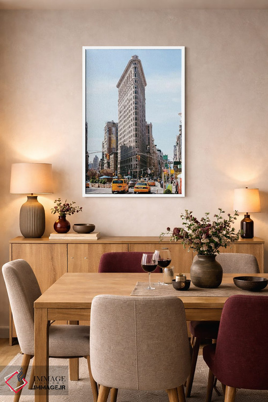 تابلو دکوراتیو New York City,تاکسی های زرد و ساختمان فلت آیرون، نیویورک اثر ماتئو کولومبو - D6W