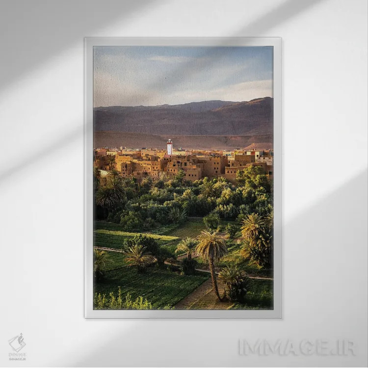 تابلو دکوراتیو Tinghir, Morocco,غروب آفتاب بر فراز قصبه، تینگیر، مراکش اثر ماتئو کولومبو - نمای قابدار سفید