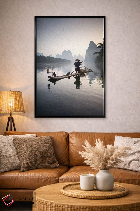 تابلو دکوراتیو Guilin, China,ماهیگیر با پرنده غواص، گویلین، چین اثر ماتئو کولومبو - D5B