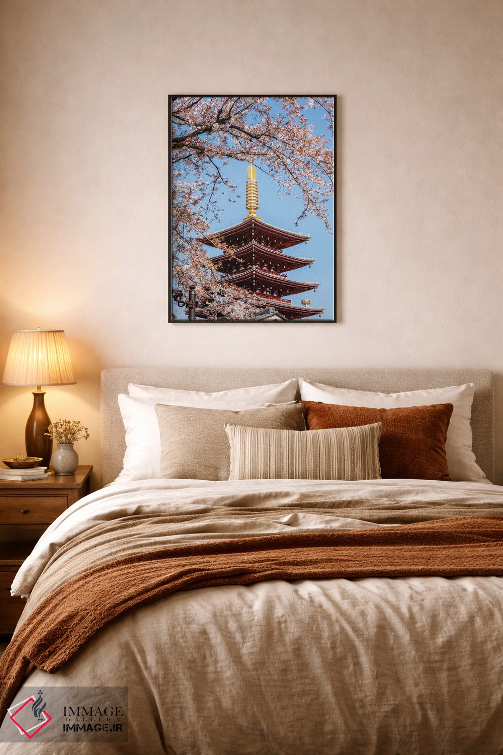 تابلو دکوراتیو Tokyo, Japan,پاگودای پنج طبقه و شکوفه های گیلاس، توکیو، ژ… اثر ماتئو کولومبو - D6B