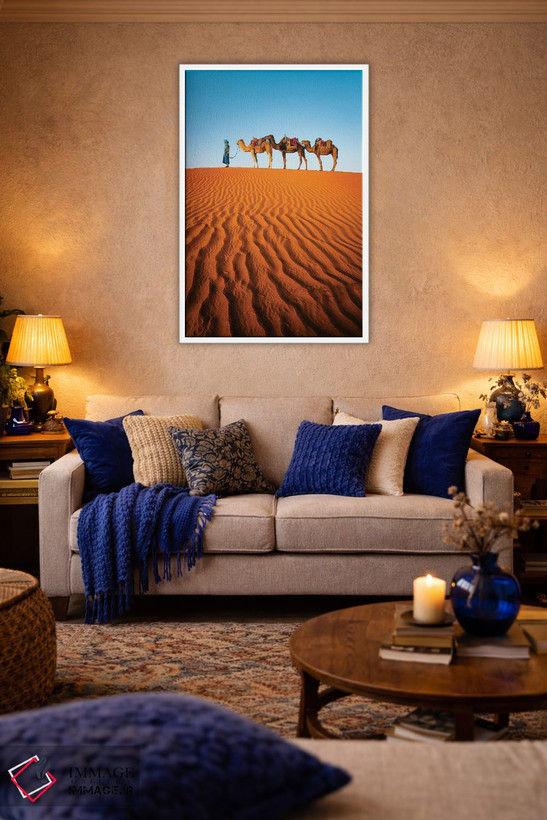 تابلو دکوراتیو Morocco,شترها در بیابان، مراکش اثر ماتئو کولومبو - D2W
