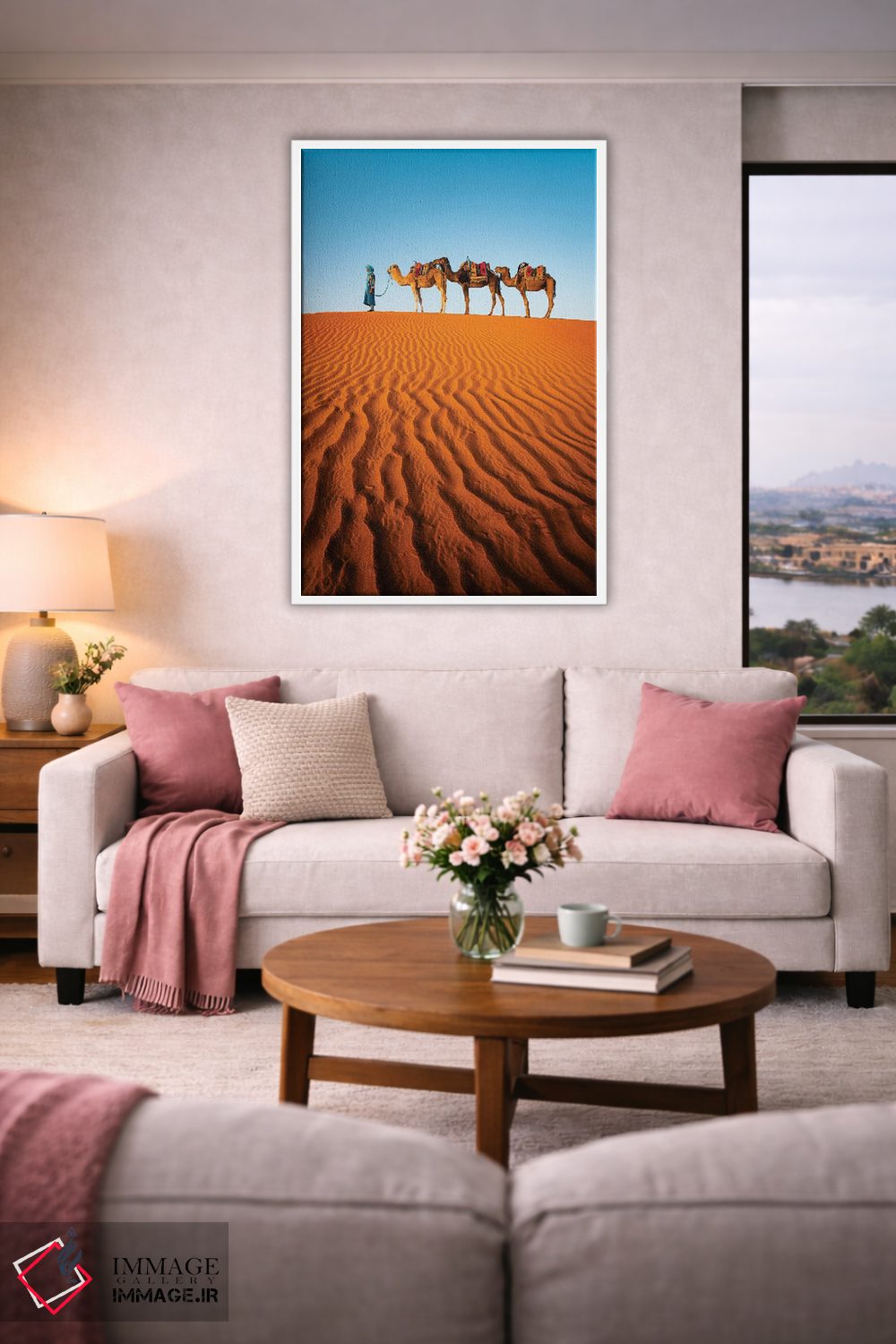 تابلو دکوراتیو Morocco,شترها در بیابان، مراکش اثر ماتئو کولومبو - D3W