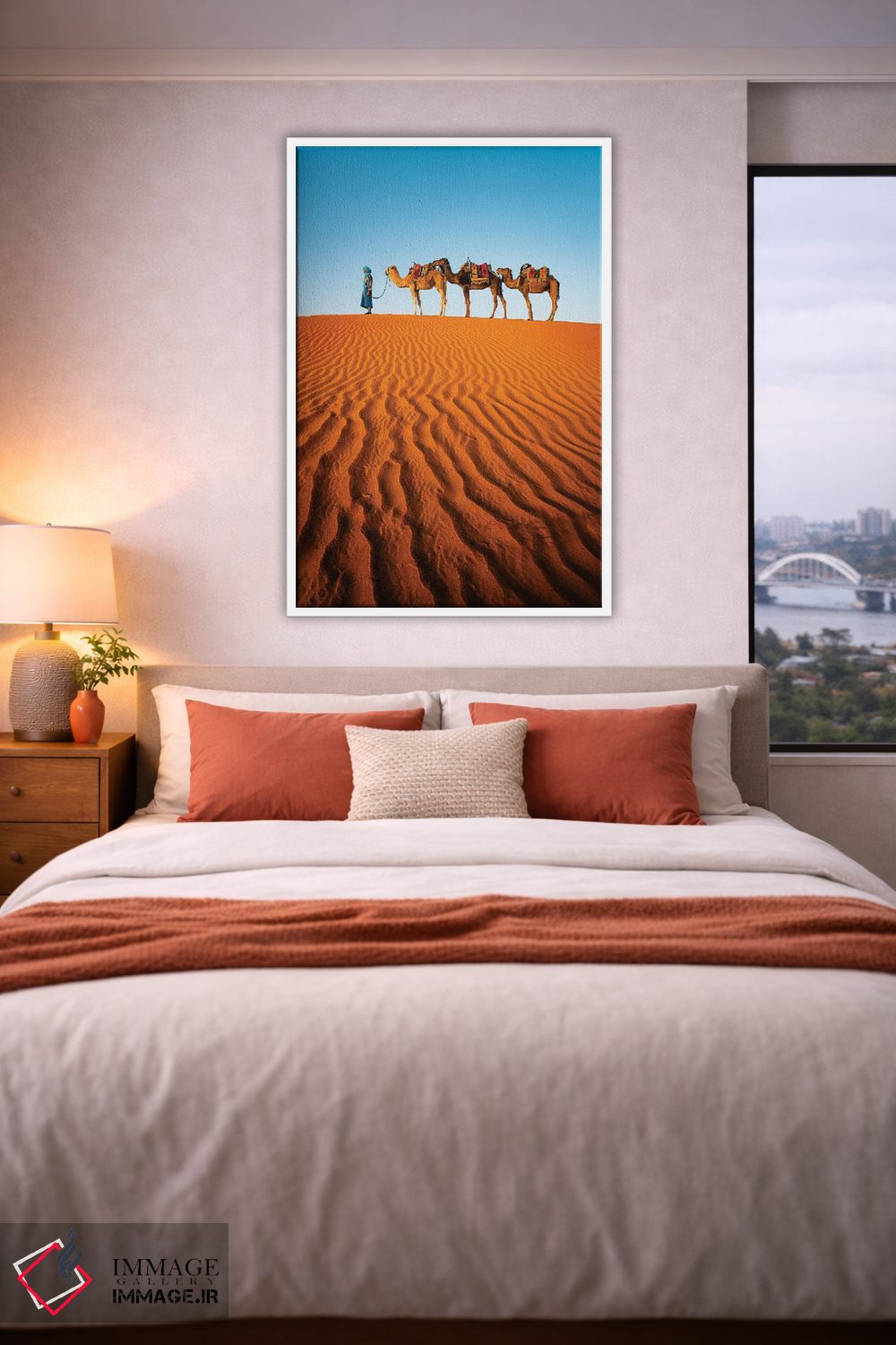 تابلو دکوراتیو Morocco,شترها در بیابان، مراکش اثر ماتئو کولومبو - D4W