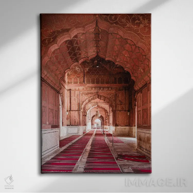 تابلو دکوراتیو Delhi, India II,راهروی مسجد، دهلی، هند اثر ماتئو کولومبو - نمای روبهرو روی دیوار