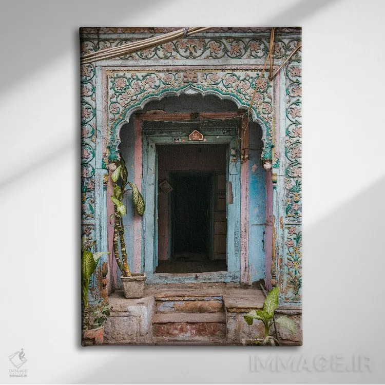 تابلو دکوراتیو Old Delhi, India,در آبی، دهلی قدیم، هند اثر ماتئو کولومبو - نمای روبهرو روی دیوار