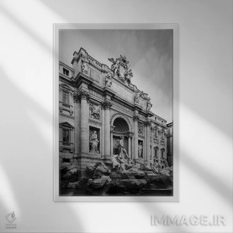 تابلو دکوراتیو Rome, Lazio, Italy,فواره تروی، رم، لاتزیو، ایتالیا اثر ماتئو کولومبو - نمای قابدار سفید