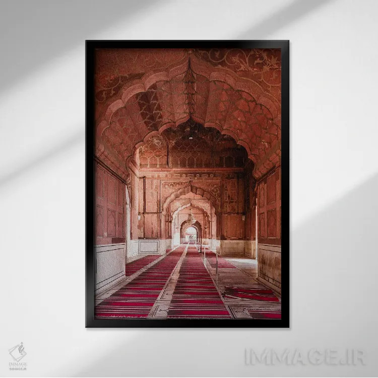 تابلو دکوراتیو Delhi, India II,راهروی مسجد، دهلی، هند اثر ماتئو کولومبو - نمای قابدار مشکی
