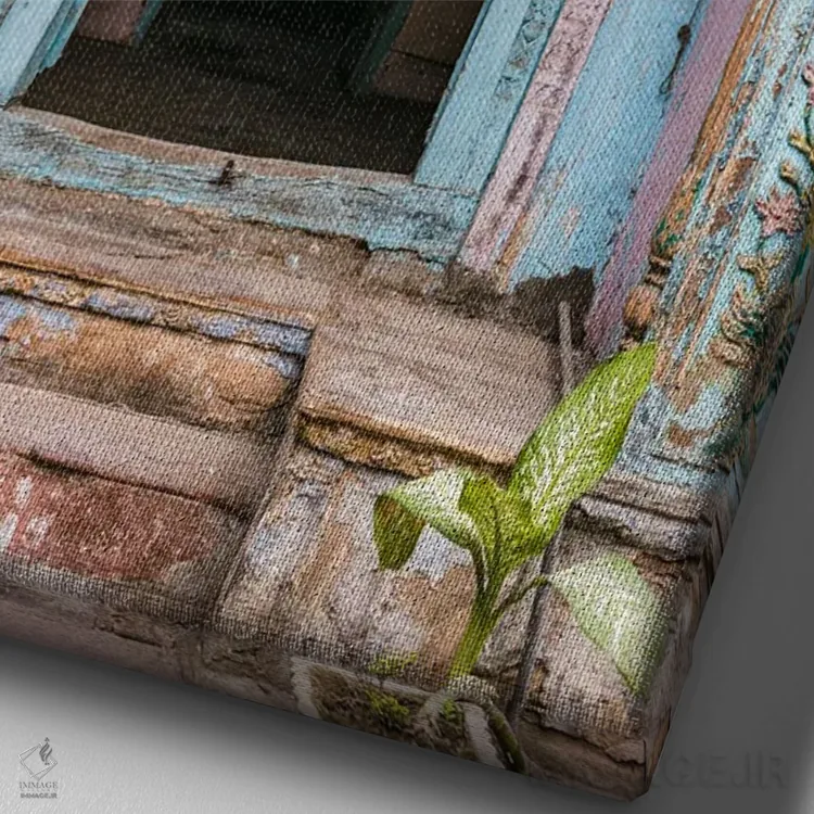 تابلو دکوراتیو Old Delhi, India,در آبی، دهلی قدیم، هند اثر ماتئو کولومبو - نمای نزدیک بافت بوم