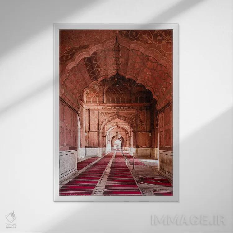 تابلو دکوراتیو Delhi, India II,راهروی مسجد، دهلی، هند اثر ماتئو کولومبو - نمای قابدار سفید