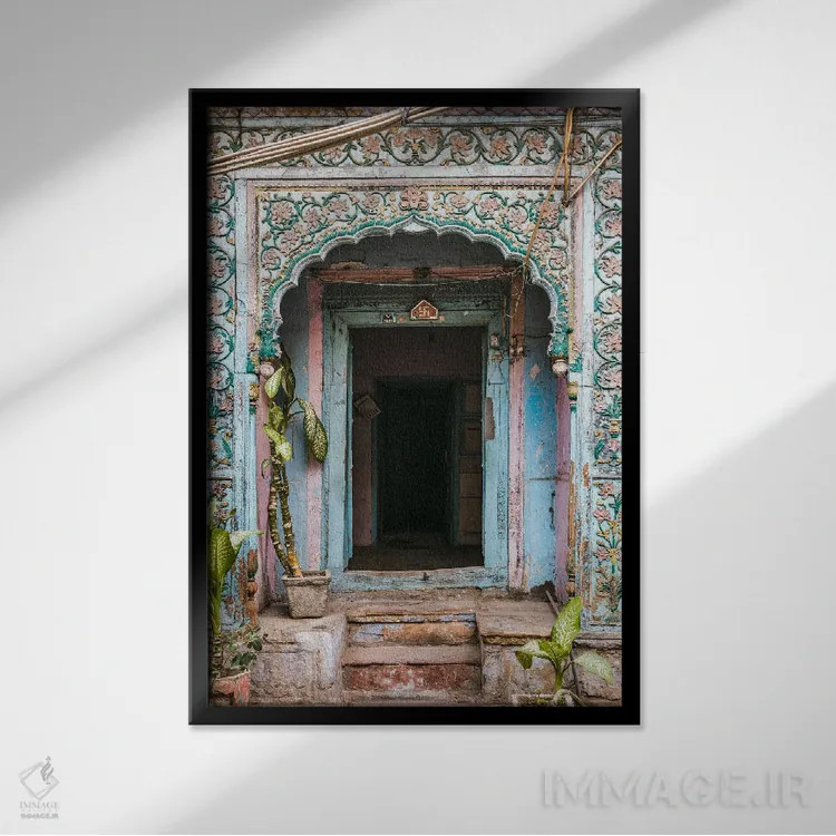 تابلو دکوراتیو Old Delhi, India,در آبی، دهلی قدیم، هند اثر ماتئو کولومبو - نمای قابدار مشکی