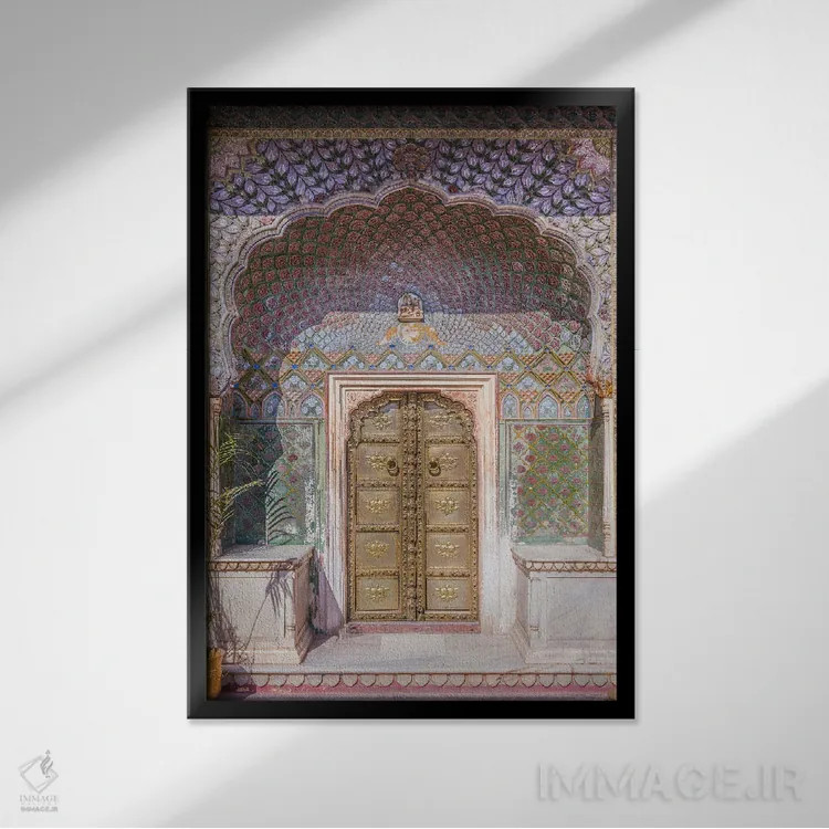 تابلو دکوراتیو City Palace, Jaipur, India,دروازه رز، کاخ شهر، جیپور، هند اثر ماتئو کولومبو - نمای قابدار مشکی
