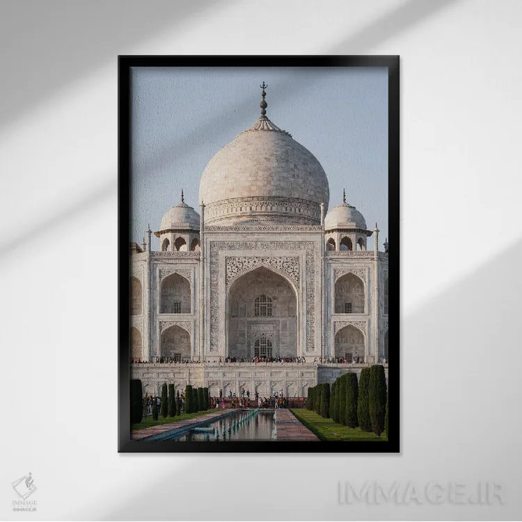 تابلو دکوراتیو Agra, Uttar Pradesh, India,نمای جلوی تاج محل، آگرا، اوتار… اثر ماتئو کولومبو - نمای قابدار مشکی