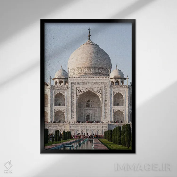 تابلو دکوراتیو Agra, Uttar Pradesh, India,نمای جلوی تاج محل، آگرا، اوتار… اثر ماتئو کولومبو - نمای قابدار مشکی