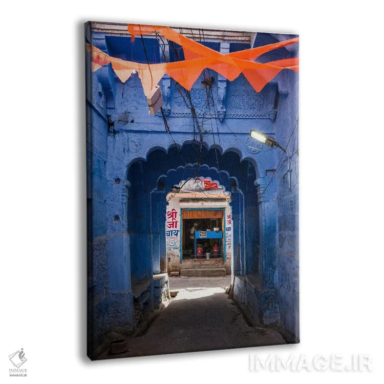 تابلو دکوراتیو Jodhpur, Rajasthan, India,خیابانی در شهر آبی، جودپور، راج… اثر ماتئو کولومبو - نمای پرسپکتیو محصول