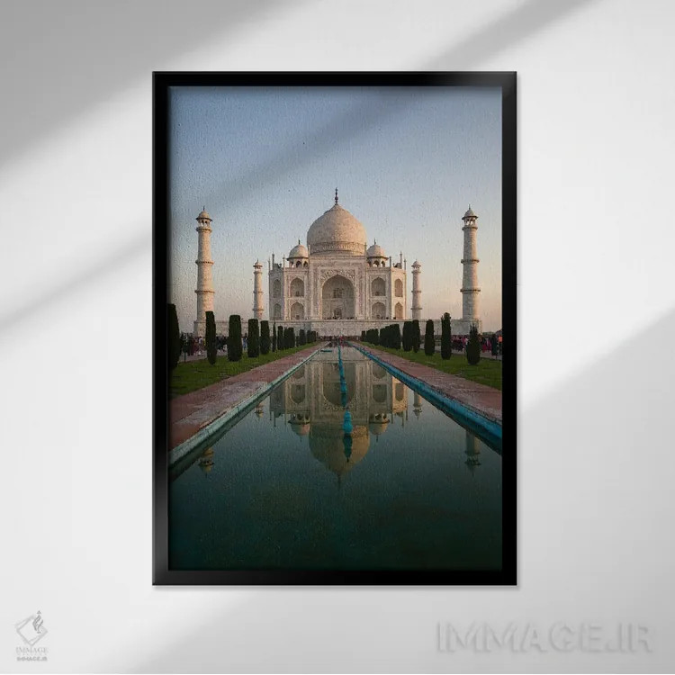تابلو دکوراتیو Agra, India II,تاج محل هنگام طلوع آفتاب، آگرا، هند اثر ماتئو کولومبو - نمای قابدار مشکی