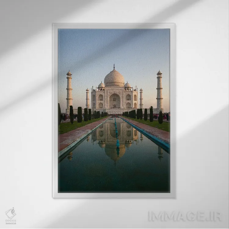 تابلو دکوراتیو Agra, India II,تاج محل هنگام طلوع آفتاب، آگرا، هند اثر ماتئو کولومبو - نمای قابدار سفید