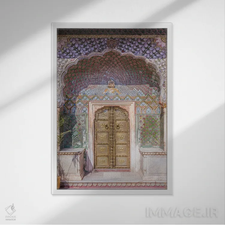تابلو دکوراتیو City Palace, Jaipur, India,دروازه رز، کاخ شهر، جیپور، هند اثر ماتئو کولومبو - نمای قابدار سفید