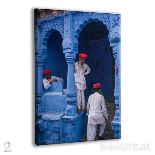 تابلو دکوراتیو Jodhpur, Rajasthan, India I,مردان هندی در شهر آبی، جودپور… اثر ماتئو کولومبو - نمای پرسپکتیو محصول