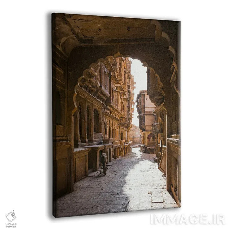 تابلو دکوراتیو Jaisalmer, India,گاو سرگردان در شهر قدیمی، جایسالمر، هند اثر ماتئو کولومبو - نمای پرسپکتیو محصول