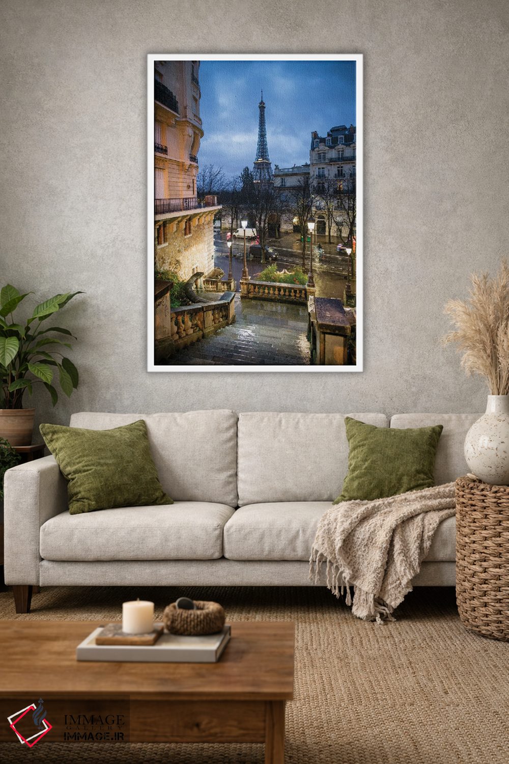 تابلو دکوراتیو Paris, France,راه پله و برج ایفل در شب، پاریس، فرانسه اثر ماتئو کولومبو - D1W