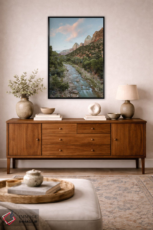 تابلو دکوراتیو Zion National Park,غروب آفتاب در رودخانه ویرجین، پارک ملی… اثر ماتئو کولومبو - D4B