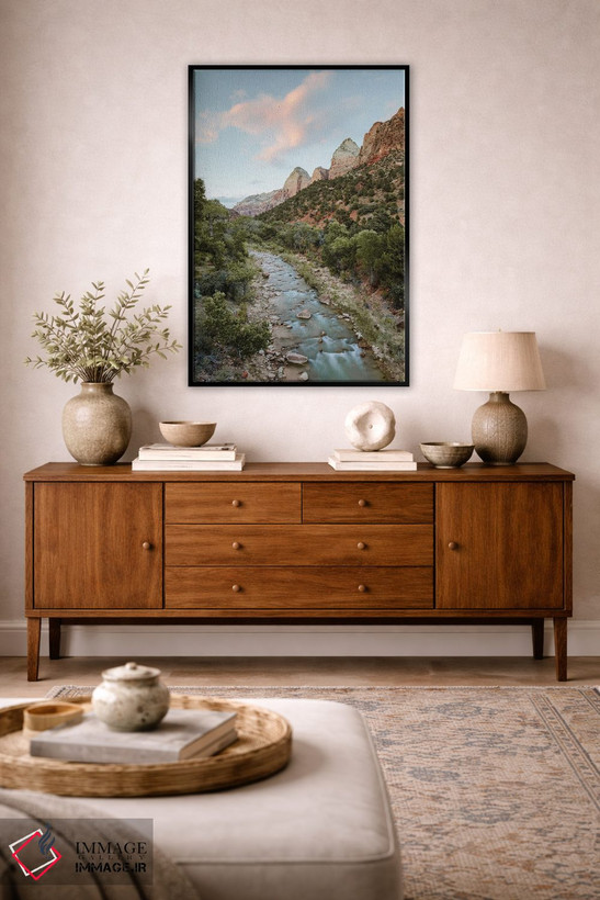 تابلو دکوراتیو Zion National Park,غروب آفتاب در رودخانه ویرجین، پارک ملی… اثر ماتئو کولومبو - D4B