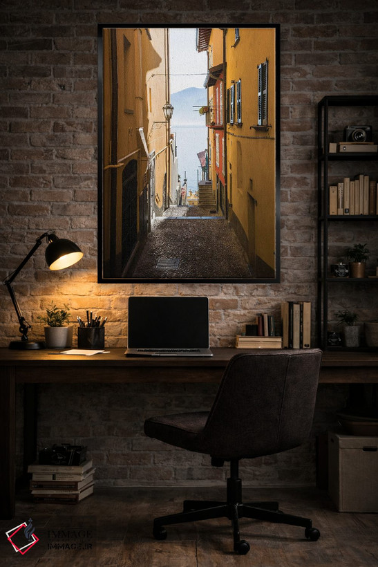 تابلو دکوراتیو Varenna, Italy,خیابان زرد منتهی به دریاچه کومو، وارنا، ای… اثر ماتئو کولومبو - D6B