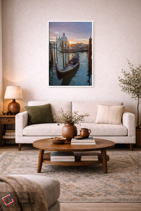 تابلو دکوراتیو Venice,گوندولا هنگام غروب، ونیز اثر ماتئو کولومبو - D2W