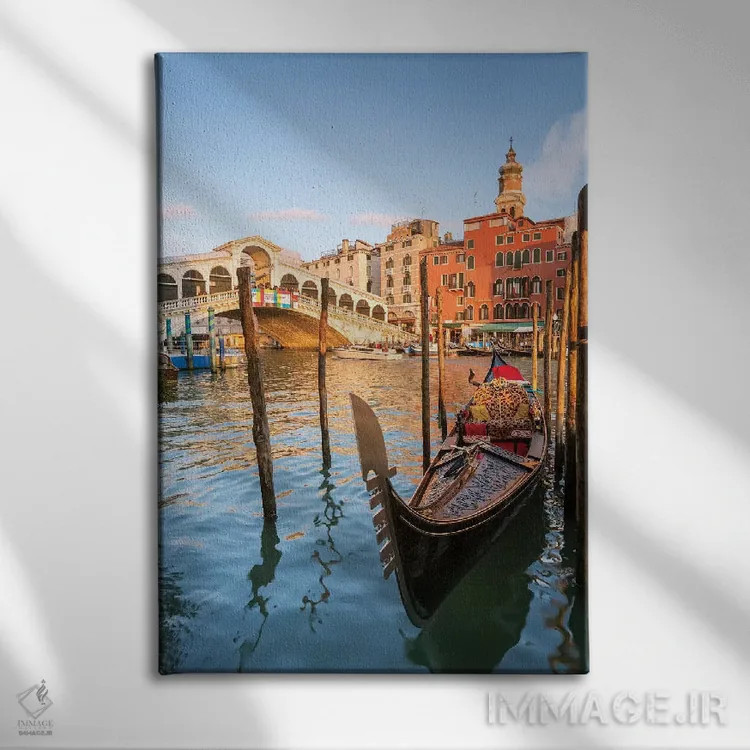 تابلو دکوراتیو Venice,پل ریالتو هنگام غروب، ونیز اثر ماتئو کولومبو - نمای روبهرو روی دیوار