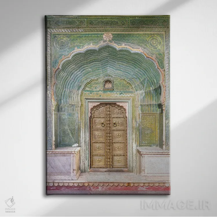 تابلو دکوراتیو Jaipur, Rajasthan, India,دروازه سبز کاخ، جیپور، راجستان… اثر ماتئو کولومبو - نمای روبهرو روی دیوار