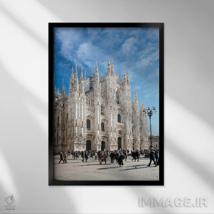 تابلو دکوراتیو Milan, Italy,میدان دل دوئومو، میلان، ایتالیا اثر ماتئو کولومبو - نمای قابدار مشکی