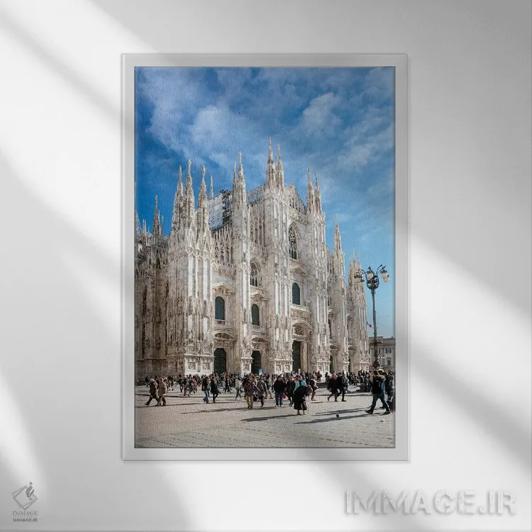 تابلو دکوراتیو Milan, Italy,میدان دل دوئومو، میلان، ایتالیا اثر ماتئو کولومبو - نمای قابدار سفید