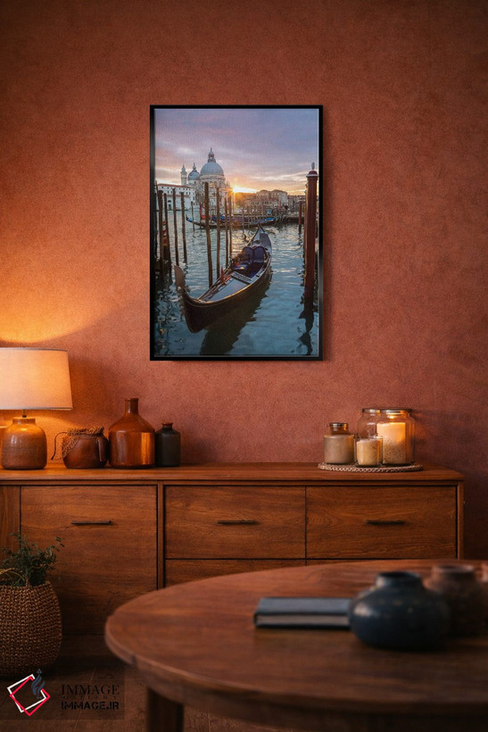 تابلو دکوراتیو Venice,گوندولا هنگام غروب، ونیز اثر ماتئو کولومبو - D5B