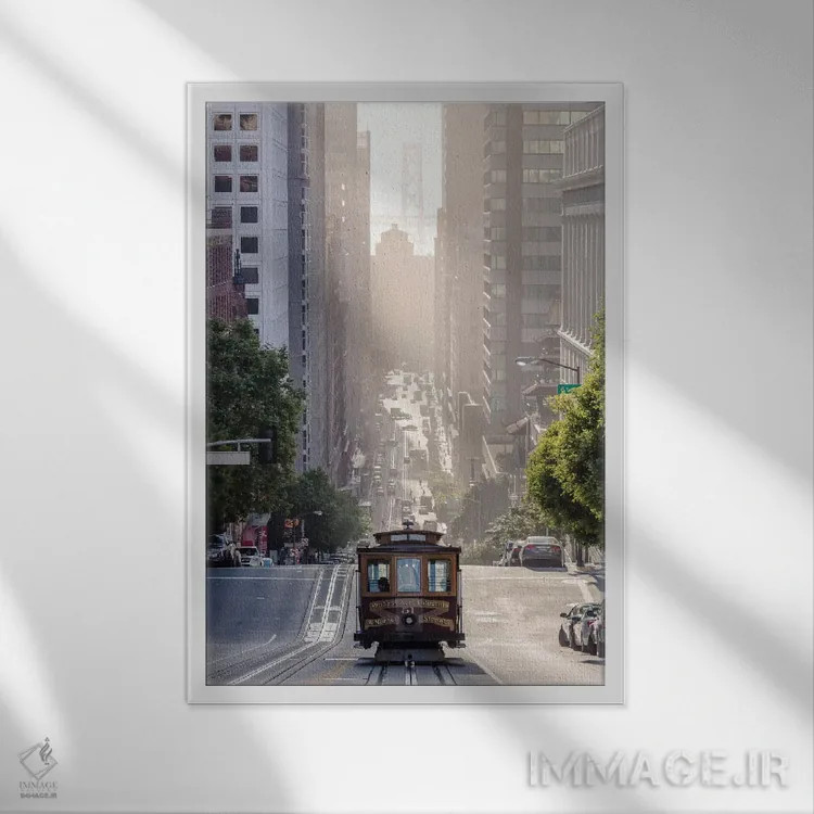 تابلو دکوراتیو San Francisco, California, USA,تله کابین، سانفرانسیسکو، ک… اثر ماتئو کولومبو - نمای قابدار سفید