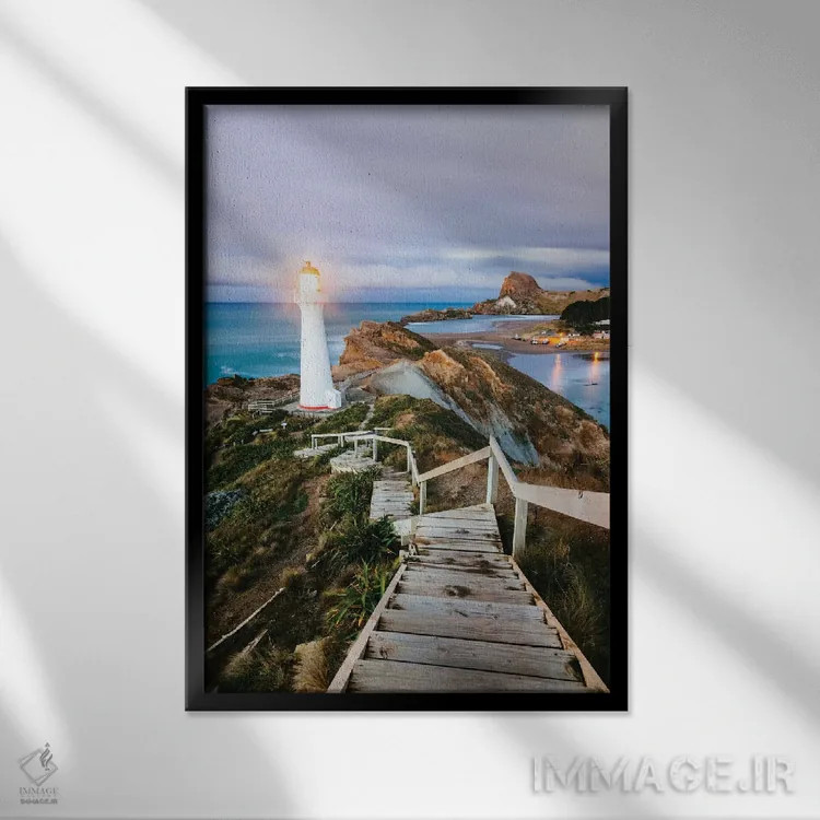 تابلو دکوراتیو Castlepoint, Wellington, North Island, New Zealand,فانوس… اثر ماتئو کولومبو - نمای قابدار مشکی