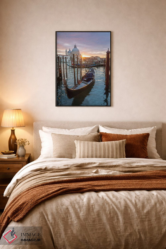 تابلو دکوراتیو Venice,گوندولا هنگام غروب، ونیز اثر ماتئو کولومبو - D6B