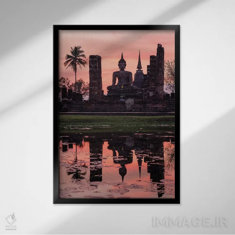 تابلو دکوراتیو Thailand,معبد وات ماها تات، تایلند اثر ماتئو کولومبو - نمای قابدار مشکی