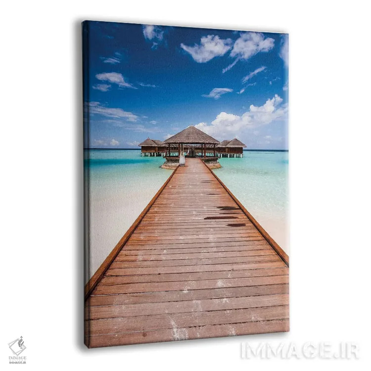 تابلو دکوراتیو Maldives,اسکله ای در جزیره ای گرمسیری، مالدیو اثر ماتئو کولومبو - نمای پرسپکتیو محصول