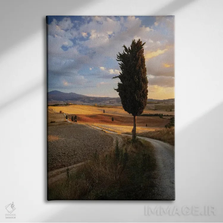 تابلو دکوراتیو Val d'Orcia, Tuscany, Italy,غروب روستایی، واله دورچیا، تو… اثر ماتئو کولومبو - نمای روبهرو روی دیوار