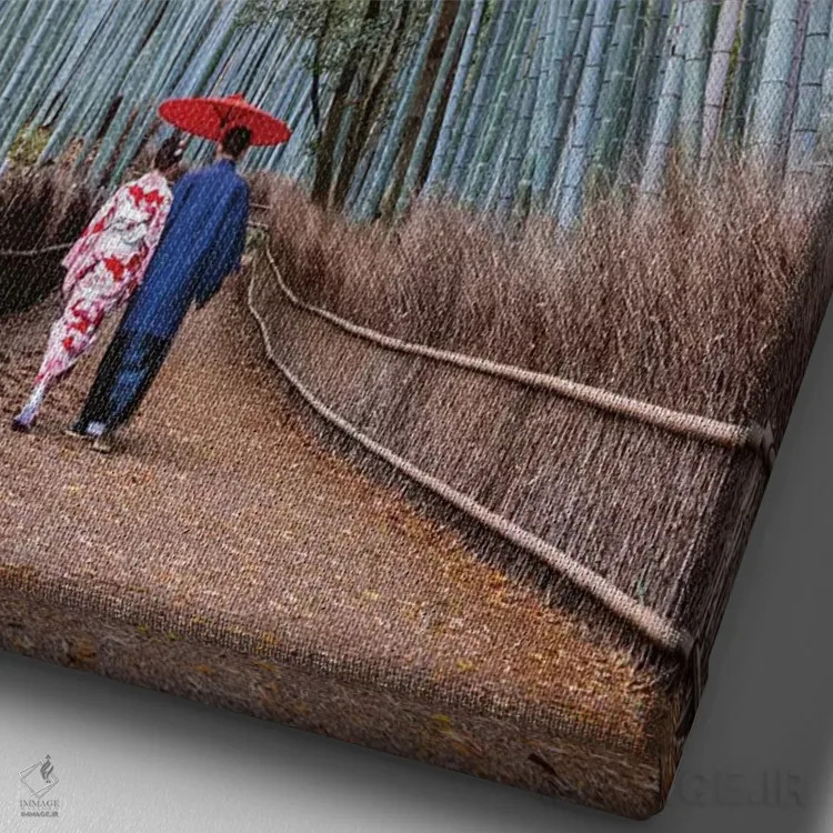 تابلو دکوراتیو Kyoto II,زوج ژاپنی در جنگل آرش یاما، کیوتو II اثر ماتئو کولومبو - نمای نزدیک بافت بوم