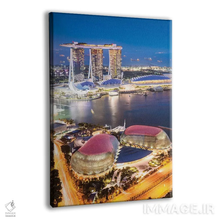 تابلو دکوراتیو Singapore,مارینا بی سندز در گرگ و میش، سنگاپور اثر ماتئو کولومبو - نمای پرسپکتیو محصول
