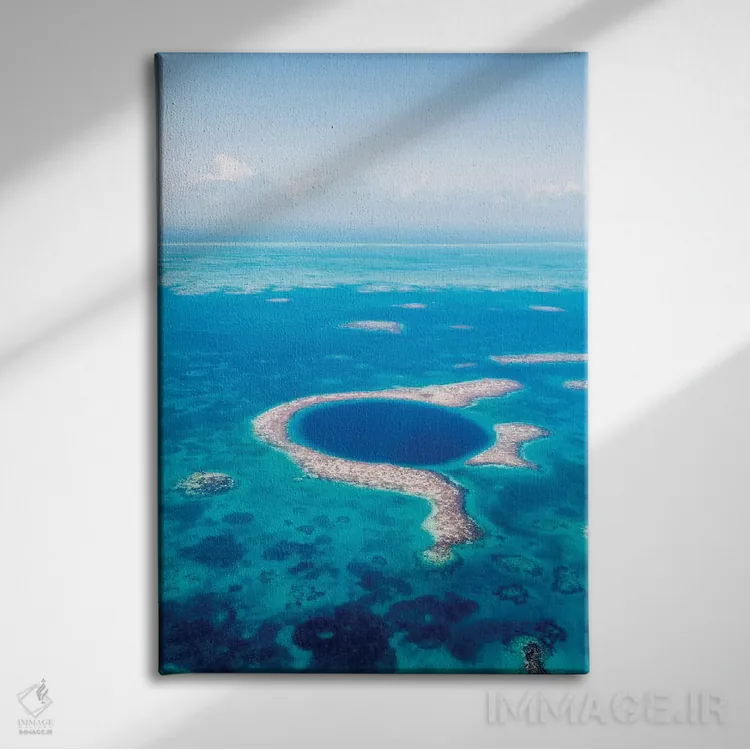 تابلو دکوراتیو Belize III,حفره بزرگ آبی، بلیز III اثر ماتئو کولومبو - نمای روبهرو روی دیوار