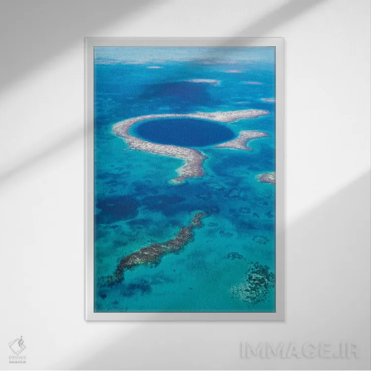 تابلو دکوراتیو Belize II,حفره بزرگ آبی، بلیز II اثر ماتئو کولومبو - نمای قابدار سفید
