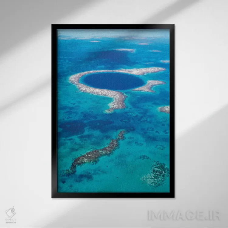 تابلو دکوراتیو Belize II,حفره بزرگ آبی، بلیز II اثر ماتئو کولومبو - نمای قابدار مشکی